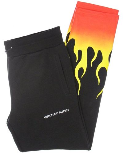 Vision Of Super Lightweight Tracksuit Pants Shaded Flames Pants - Black