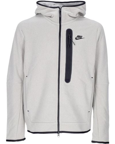 Nike Zip Hoodie Sportswear Tech Fleece Full-Zip Winter Hoodie Cobblestone - Gray