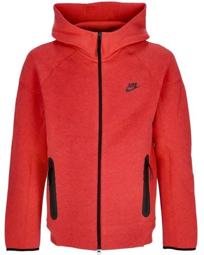 Nike Sweat-Shirt Zippe A Capuche Leger Pour Hommes Tech Fleece Full-Zip Windrunner Hoodie Lt Univ Htr - Rouge