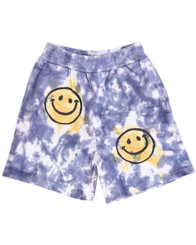 Market Sweatshirt-Shorts Fur Herren Sun Dye Sweatshorts X Smiley Gelb/Blau Tie Dye