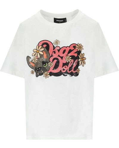 DSquared² T-shirt hilde doll easy fit blanc
