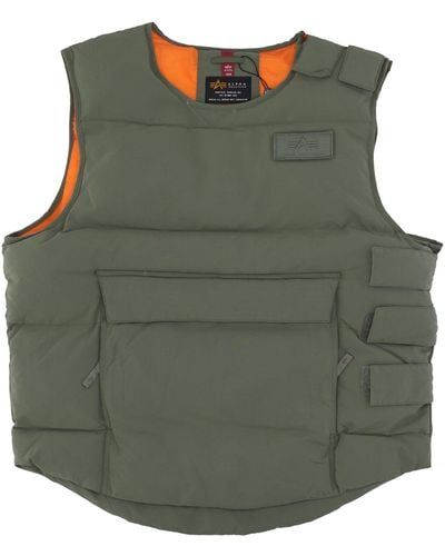 Alpha Industries Protector Puffer Vest Sleeveless Down Jacket Sage - Green