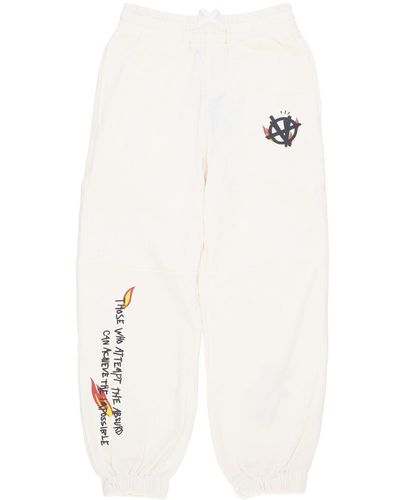 Acupuncture Lightweight Tracksuit Pants Flamed Logo Pants - White