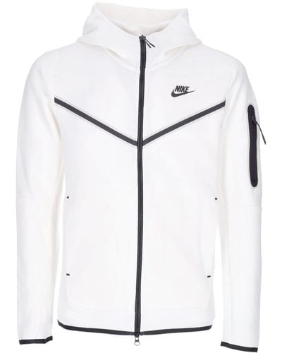 Nike Lightweight Hooded Sweatshirt With Zip Sportswear Tech Fleece Hoodie - White