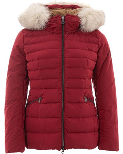 Peuterey Padded Jacket With Fur Collar - Red