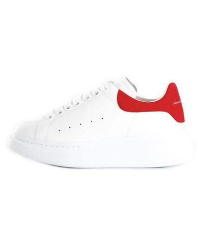 Alexander McQueen 553770Whgp Oversized Leather Sneakers With Contrasting Logo Print - White
