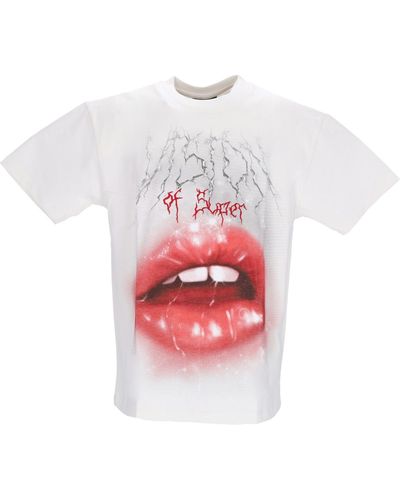 Vision Of Super Herren-T-Shirt Mit Rock-Mouth-Print - Weiß