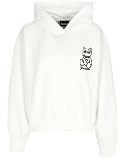 DISCLAIMER 'Lightweight Hooded Sweatshirt W Kitten Hoodie - White