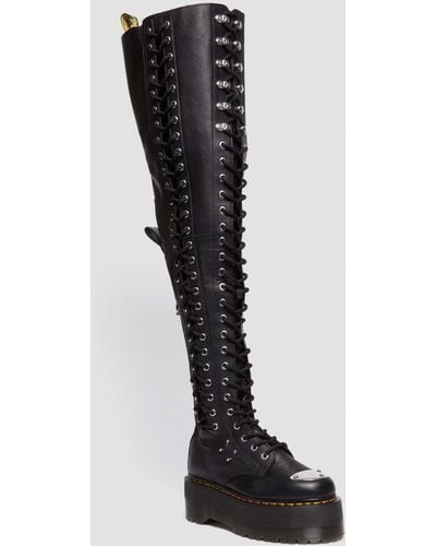 Dr. Martens 28-eye Extreme Max Virginia Leather Knee High Boots - Black