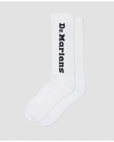 Dr. Martens Cotton Blend Vertical Logo Faded Socks White And Black