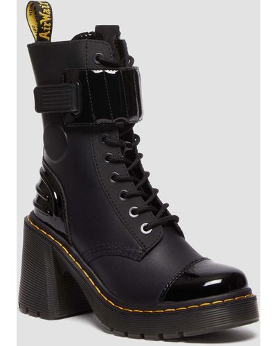 Dr. Martens Gaya 10-eye Alternative Leather Heeled Boots - Black