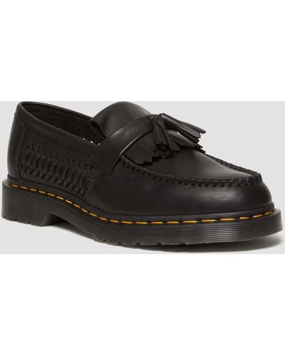 Dr. Martens Adrian Woven Leather Tassel Loafers - Black