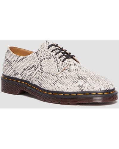 Dr. Martens Python Print Suede 2046 Oxford Shoes Sand - White