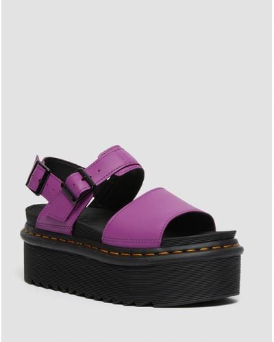 Dr. Martens Voss Women's Leather Strap Platform Sandals - Purple
