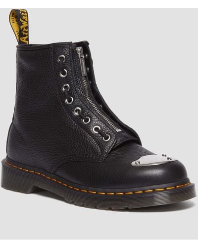 Dr. Martens 1460 Toe Plate Lunar Leather Jungle Zip Boots - Black