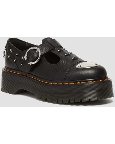 Dr. Martens Bethan Piercing Leather Platform Mary Jane Shoes - Black
