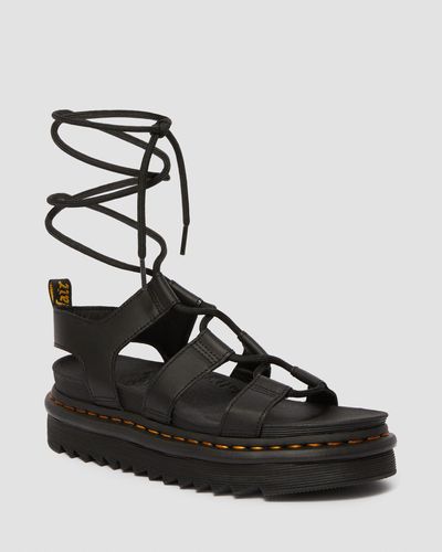 Dr. Martens Nartilla Hydro Leren Gladiator Sandalenen Met Veters - Zwart