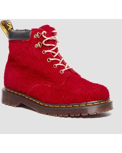 Dr. Martens 939 Ben Suede Padded Collar Lace Up Boots - Red