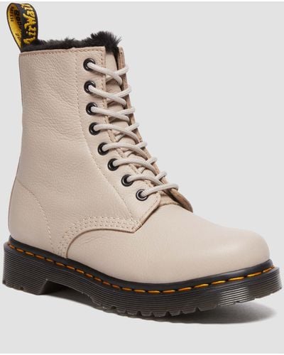 Dr. Martens 1460 Serena Faux Fur Lined Virginia Lace Up Boots - Natural