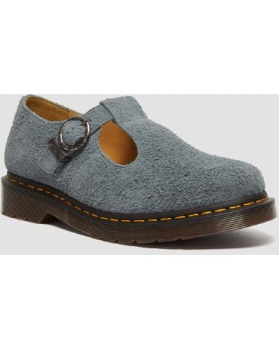 Dr. Martens T-bar Suede Mary Jane Shoes - Gray