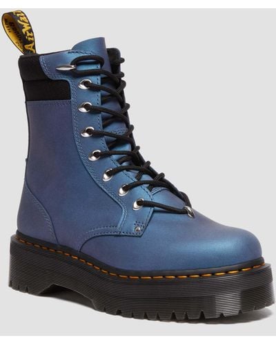 Dr. Martens Jadon Ii Boot Hardware Pull Up Leather Platforms - Blue