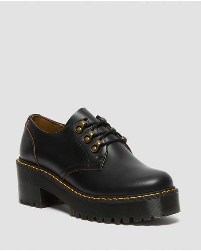 Dr. Martens Leona Lo Vintage Smooth Leather Heeled Shoes - Black