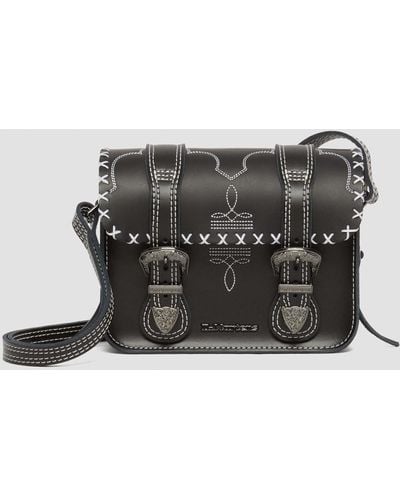 Dr. Martens 7" Contrast Stitch Leather Crossbody Bag - Black