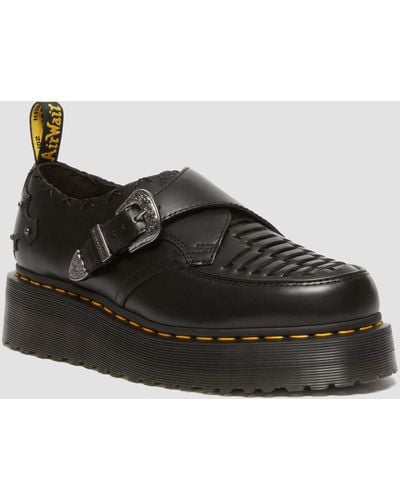 Dr. Martens Cuero zapatos con plataforma creepers ramsey de piel smooth tejida - Negro