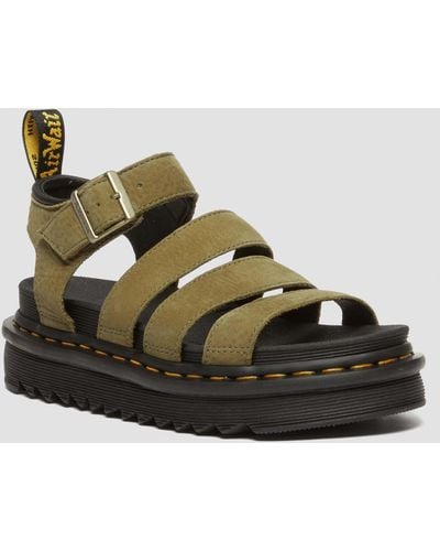 Dr. Martens Blaire Tumbled Nubuck Leather Sandals - Green
