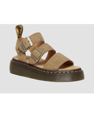 Dr. Martens Gryphon Tumbled Nubuck Leather Platform Sandals - Brown