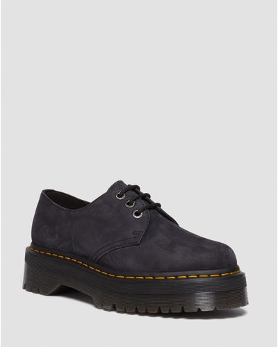 Dr. Martens 1461 Ii Tumbled Nubuck Leather Platform Casual Shoes - Black