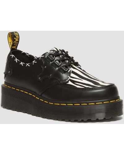 Dr. Martens Ramsey Zebra Print & Leather Platform Creepers Shoes - Black