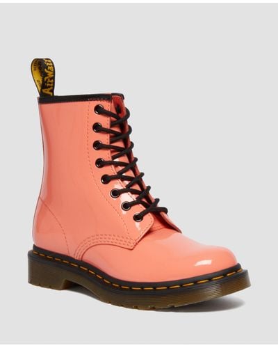 Dr. Martens 1460 Patent Leather Lace Up Boots - Red