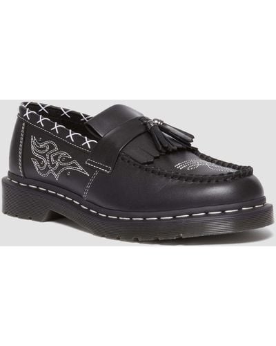 Dr. Martens Adrian Contrasterende Steek Leren Tassel Loafers - Zwart