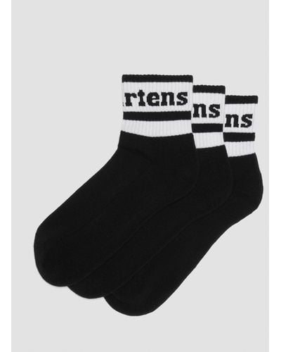 Dr. Martens Athletic Logo Cotton Blend Short 3-pack Socks - Black