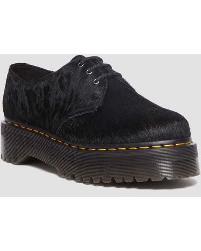 Dr. Martens 1461 Quad Hair-on Platform Shoes - Black