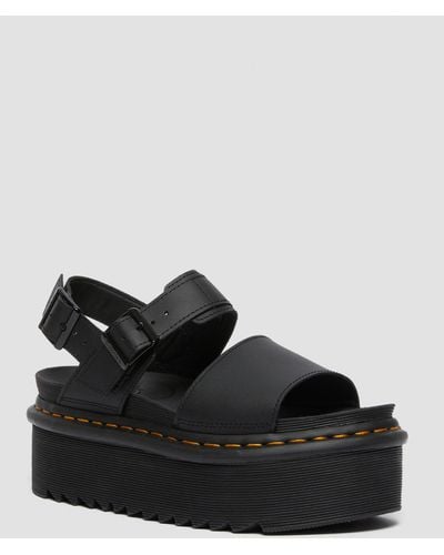 Dr. Martens Voss Quad Leather Strap Platform Sandals - Black