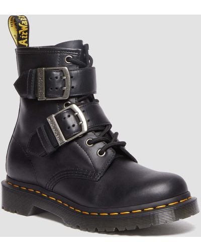 Dr. Martens 1460 Buckle Pull Up Leather Lace Up Boots - Black