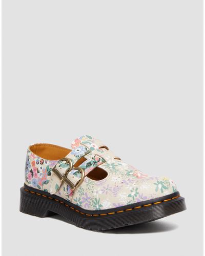 Dr. Martens 8065 Floral Mash Up Leather Mary Jane Shoes - White