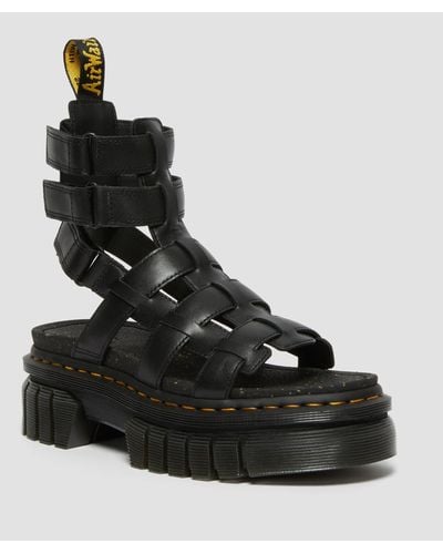 Dr. Martens Sandalias con plataforma ricki extra tough de tipo gladiador de piel - Negro