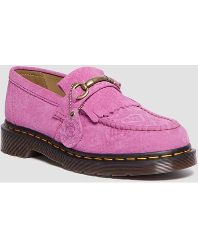 Dr. Martens Adrian snaffle repello emboss suede kiltie loafers - Rosa