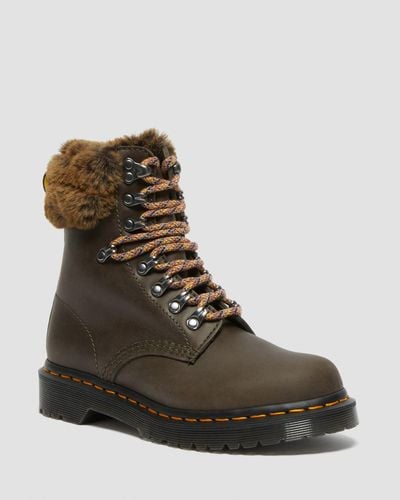 Dr. Martens 1460 Serena Collar Faux Fur Lined Ankle Boots - Brown