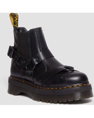 Dr. Martens 2976 Harness Leather Platform Chelsea Boots - Black