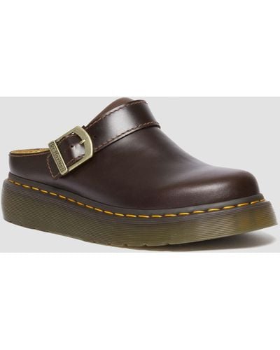 Dr. Martens Laketen Leather Platform Mules Shoes - Brown