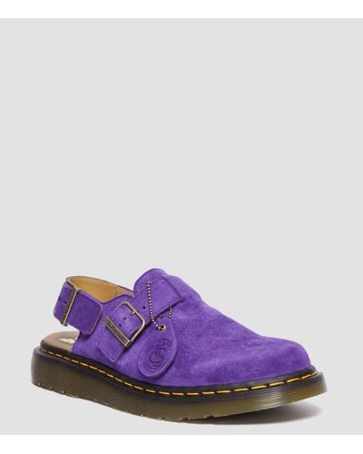 Dr. Martens Jorge Made In England Suede Slingback Mules - Purple