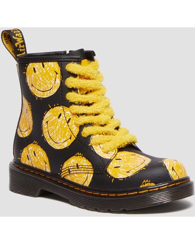 Dr. Martens Junior 1460 Smiley® Leather Boots - Yellow