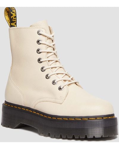 Dr. Martens Jadon Iii Pisa Leather Platform Boots Taupe - White