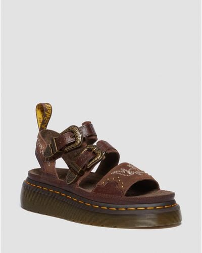 Dr. Martens Gryphon Gothic Americana Leather Platform Sandals - Brown