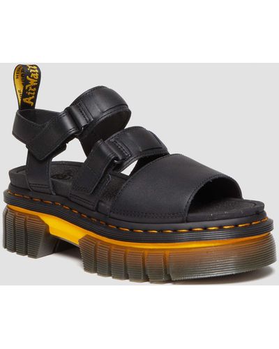 Dr. Martens Ricki Nappa Lux Leather 3-strap Platform Sandals in Black | Lyst