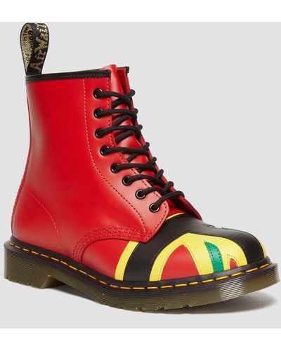 Dr. Martens Leather 1460 Denim Tears Union Boots - Red